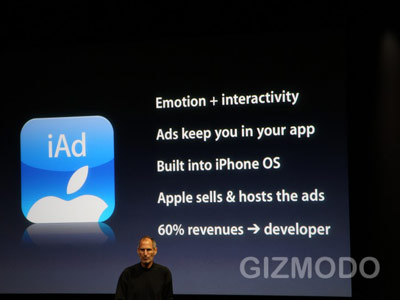 Steve Jobs presenting iAd